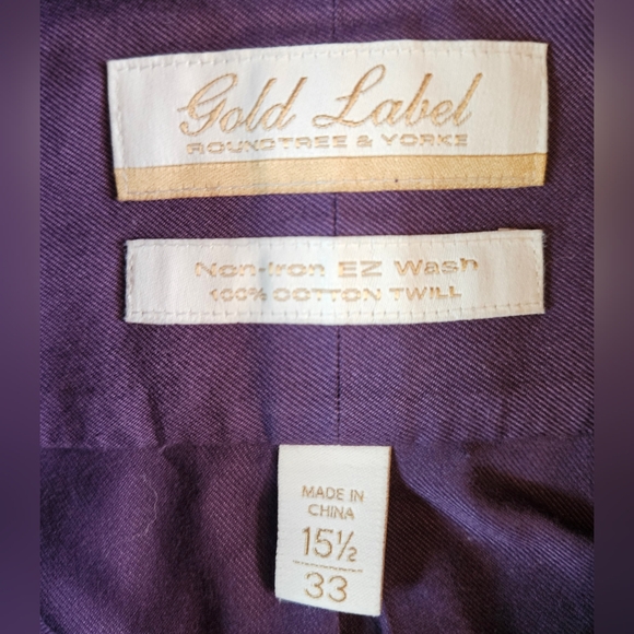 Gold Label Roundtree & Yorke Mens Purple Button Up Long Sleeve Shirt Size 15 1/2 - Picture 9 of 12